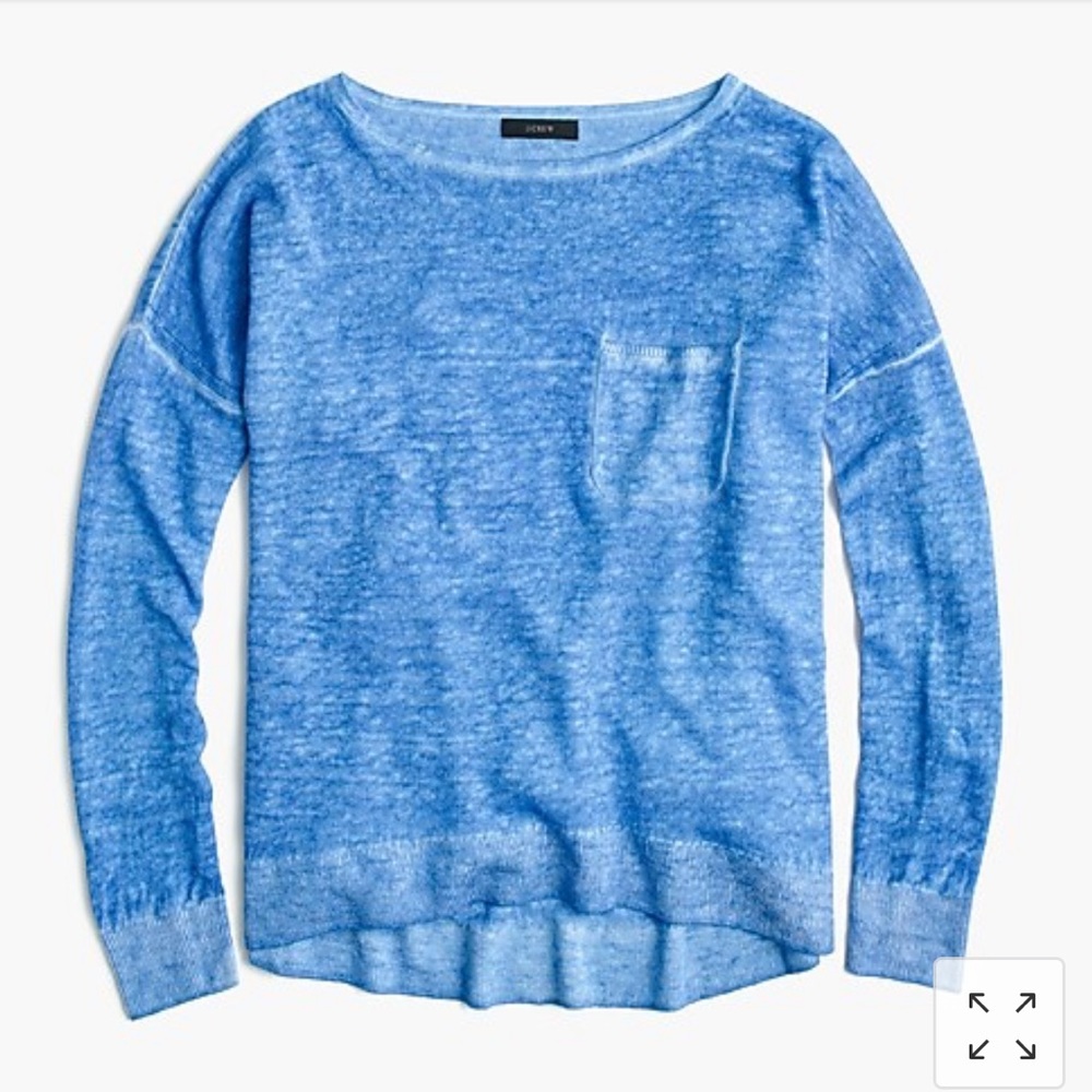 J Crew Cool-dyed linen pocket crewneck sweater
